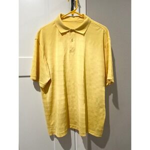 Marc Edwards Mens XL Yellow Textured Stripe Short Sleeve Polo Shirt